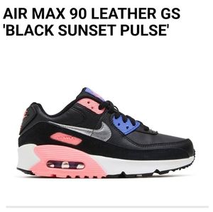 Black and Pink Air Max 90 Leather GS